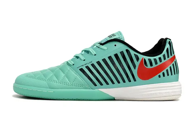 Nike Hypervenom Chaussures de football indoor vert rouge embout orteil matelassé vertical recouvrements synthétiques noirs 3