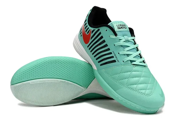 Nike Hypervenom Chaussures de football indoor vert rouge embout orteil matelassé vertical recouvrements synthétiques noirs 6