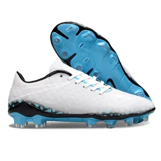 Nike HyperVenom White Blue Low-Cut Lace-Up Textured Synthetic Upper Firm-Ground Soccer Shoes
