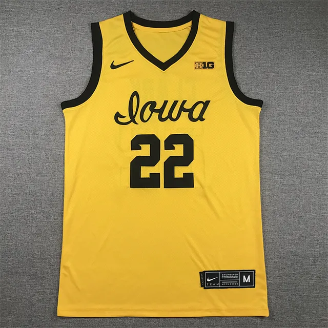 Nike Iowa Hawkeyes 22 Yellow Black Trim Basketball Jersey 2
