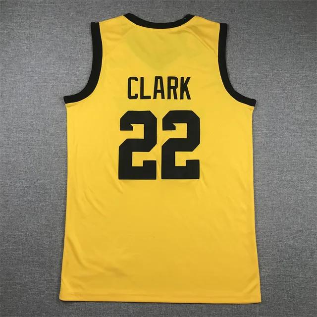 Nike Iowa Hawkeyes 22 Yellow Black Trim Basketball Jersey 3