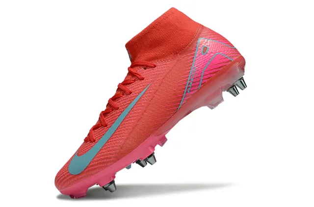 Nike Mercurial High-Cut Coral Pink Cyan Firm-Ground Chaussures de football 3