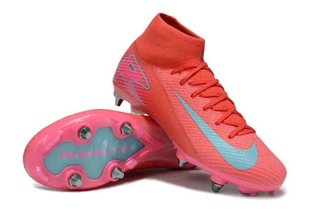 Nike Mercurial High-Cut Coral Pink Cyan Firm-Ground Chaussures de football 4