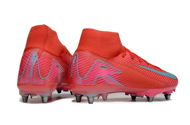 Nike Mercurial High-Cut Coral Pink Cyan Firm-Ground Chaussures de football 5
