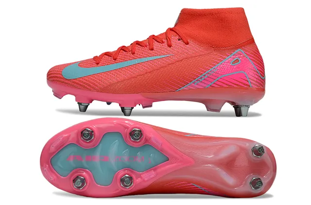 Nike Mercurial High-Cut Coral Pink Cyan Firm-Ground Chaussures de football 6