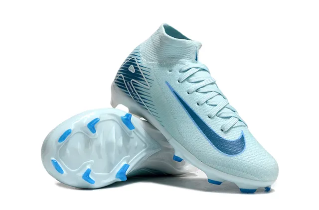 Nike Mercurial Superfly 蓝色 高切针织领 TPU Cage Overlay Firm-Ground 足球鞋 2