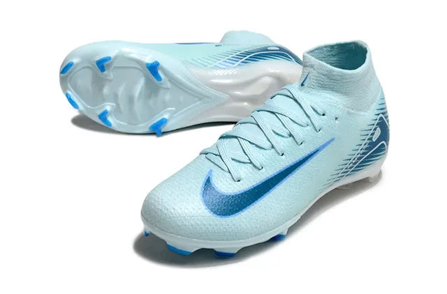Nike Mercurial Superfly 蓝色 高切针织领 TPU Cage Overlay Firm-Ground 足球鞋 3