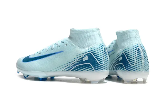 Nike Mercurial Superfly 蓝色 高切针织领 TPU Cage Overlay Firm-Ground 足球鞋 4