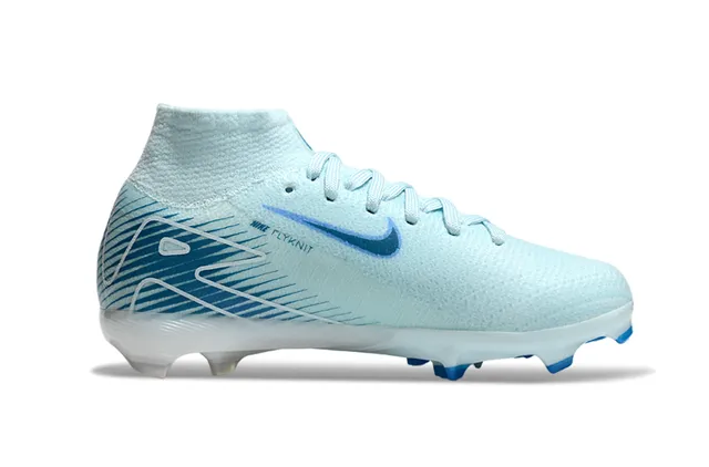 Nike Mercurial Superfly 蓝色 高切针织领 TPU Cage Overlay Firm-Ground 足球鞋 5