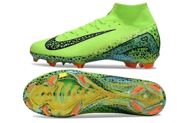 Nike Mercurial Superfly أخضر ليم نيون متشابك أحذية كرة قدم للأرض الصلبة 5
