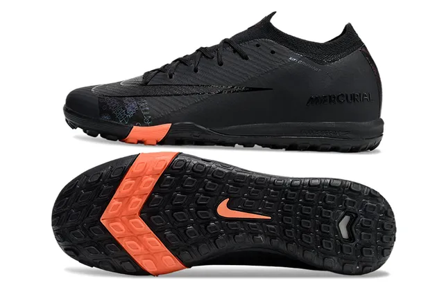 Nike Mercurial Turf Preto Laranja Turf Sapatos de futebol 6