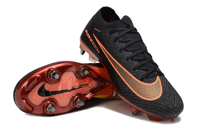 Nike Mercurial Vapor Air Zoom Black Orange Firm-Ground Sapatos de futebol 4