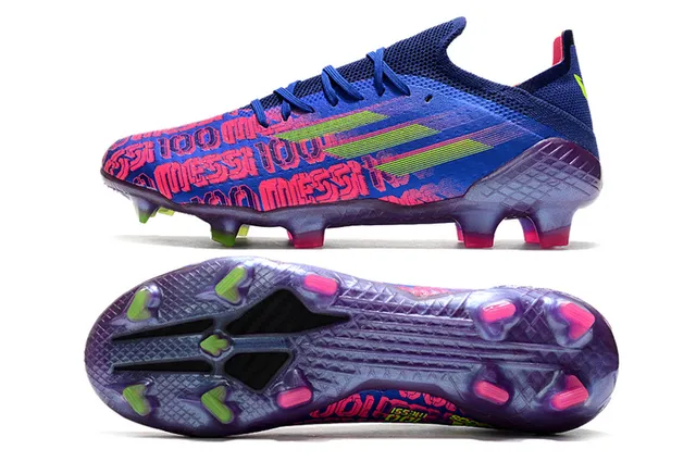 نيكي Mercurial Vapor Messi 100 أزرق بنفسج نيون أحذية كرة القدم للأرض الصلبة 5