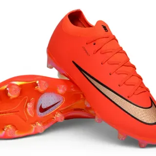Nike Mercurial Vapor Orange Gold Upper Knit Low-Cut Overlay Swoosh Métallique Firm-Ground Chaussures de Football