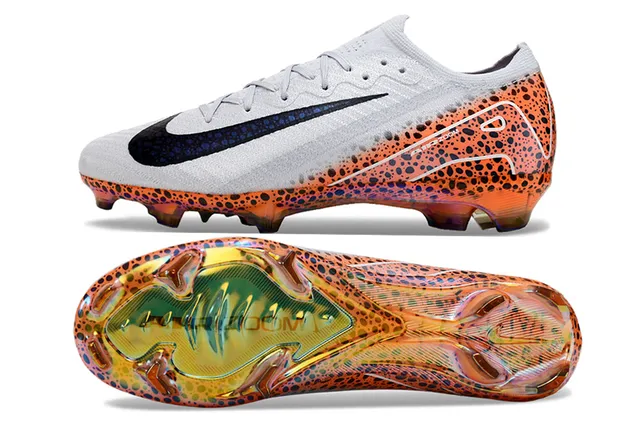 Nike Mercurial Vapor सफेद नारंगी जकड़ ऊपरी धब्बेदार ग्राफिक ओवरले Firm-Ground Soccer Shoes 5