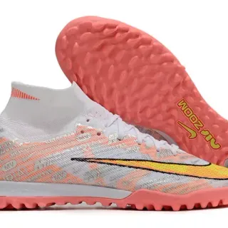 Nike Mercurial Sapatos de futebol branco rosa alto ajuste de meias superposições de gráficos impressos para grama