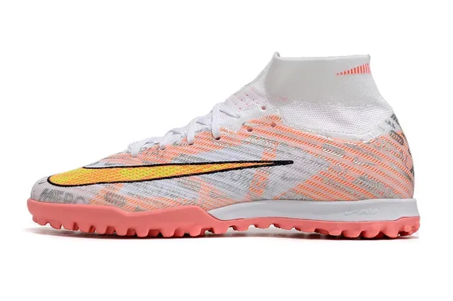 Nike Mercurial Chaussures de football blanc rose hautes à la cheville superpositions de graphiques imprimées pour gazon 6
