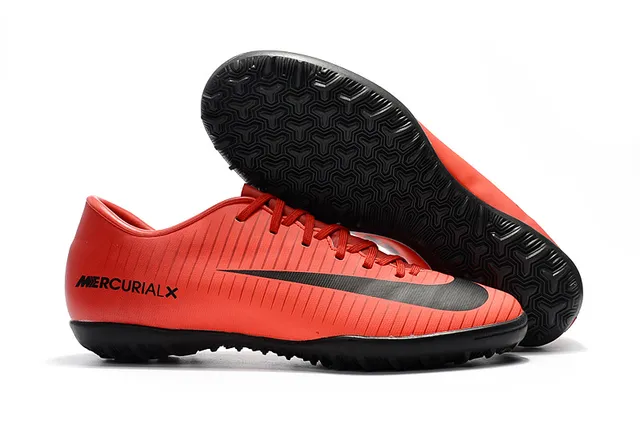 Nike Mercurial X Yellow Red Low-Cut Synthetic Upper Ribbed Textured Forefoot Turf Soccer Shoes 15