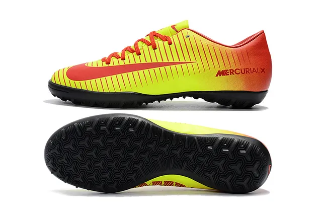 Nike Mercurial X Yellow Red Low-Cut Synthetic Upper Ribbed Textured Forefoot Turf Soccer Shoes 17