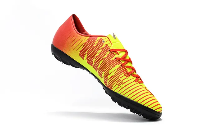 Nike Mercurial X Yellow Red Low-Cut Synthetic Upper Ribbed Textured Forefoot Turf Soccer Shoes 18