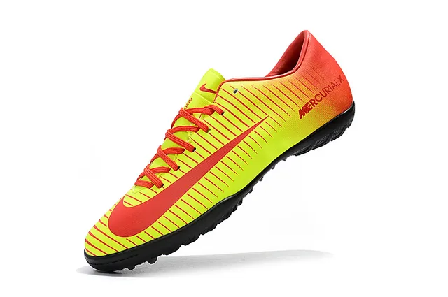 Nike Mercurial X Yellow Red Low-Cut Synthetic Upper Ribbed Textured Forefoot Turf Soccer Shoes 20