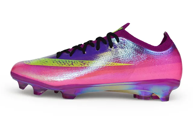 Nike Multicolor Rosa Iridiscente Holográfico Superior Bajo Corte Cuello de Calcetín Ajustado Superficie Firme Zapatos de Fútbol 6