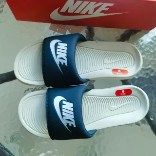 Nike Navy White Single-Strap Slide Molded EVA Footbed Slippers