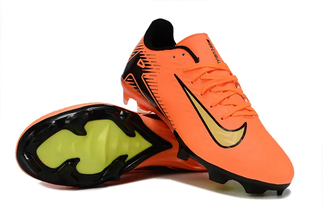 Nike Chaussures de Football Orange Noir Low-Cut Upper Synthétique pour Terrain Firme 4