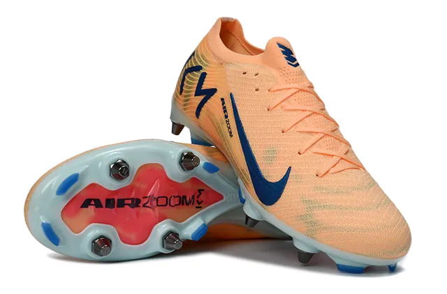 Nike Orange Bleu Knit Upper Dynamic Fit Collar Surface Ferme Chaussures de Football 3