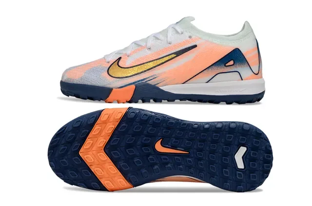 Nike Orange Navy Knit Upper Graphic-Print Overlay Turf Soccer Shoes 3