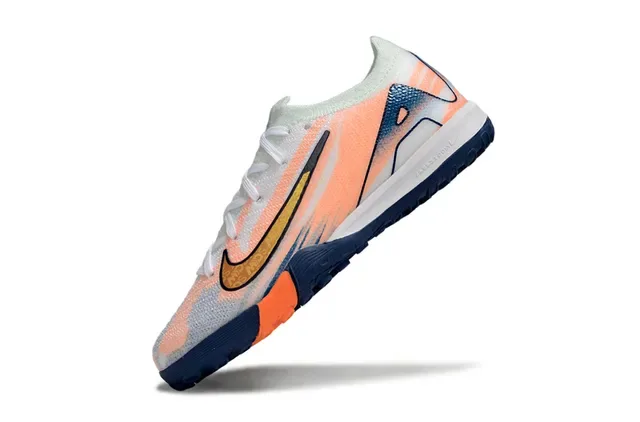 Nike Orange Navy Knit Upper Graphic-Print Overlay Turf Soccer Shoes 4