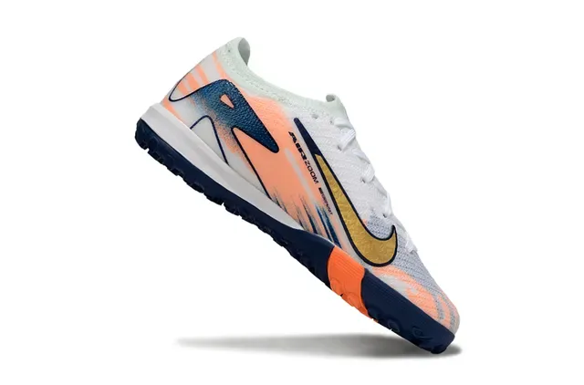 Nike Orange Navy Knit Upper Graphic-Print Overlay Turf Soccer Shoes 6