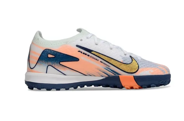Nike Orange Navy Knit Upper Graphic-Print Overlay Turf Soccer Shoes 7