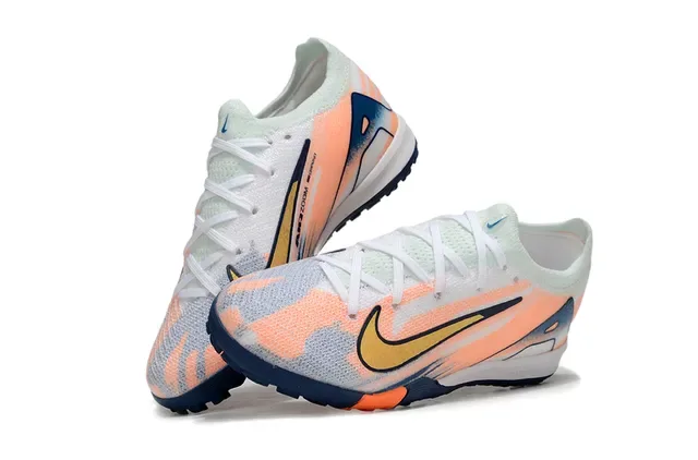Nike Orange Navy Knit Upper Graphic-Print Overlay Turf Soccer Shoes 8