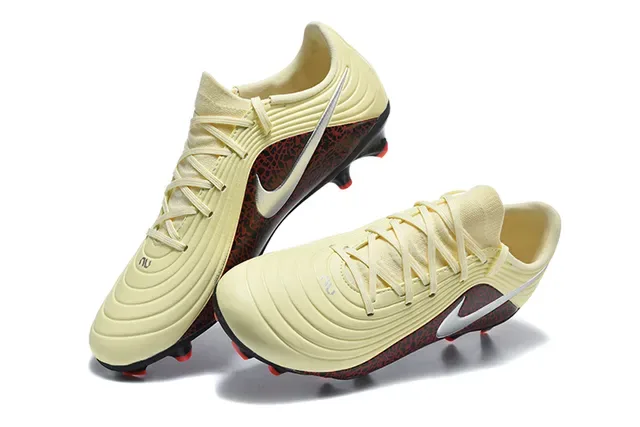 Nike Phantom GT Beige Red Low-Cut Lace-Up Synthetic Textured Upper Firm-Ground Soccer Shoes 2