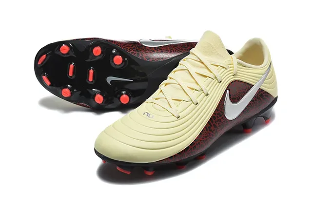 Nike Phantom GT Beige Red Low-Cut Lace-Up Synthetic Textured Upper Firm-Ground Soccer Shoes 6