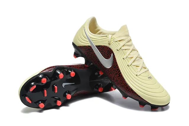 Nike Phantom GT Beige Red Low-Cut Lace-Up Synthetic Textured Upper Firm-Ground Soccer Shoes 7
