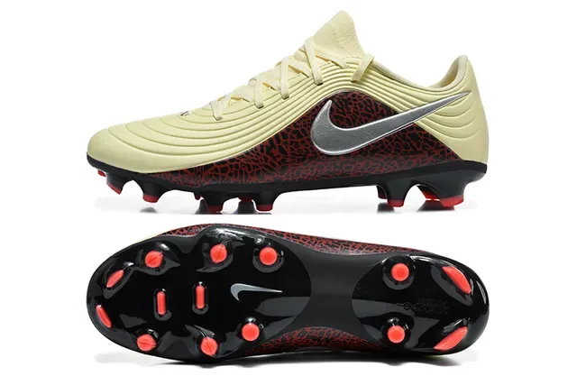 Nike Phantom GT Beige Red Low-Cut Lace-Up Synthetic Textured Upper Firm-Ground Soccer Shoes 9