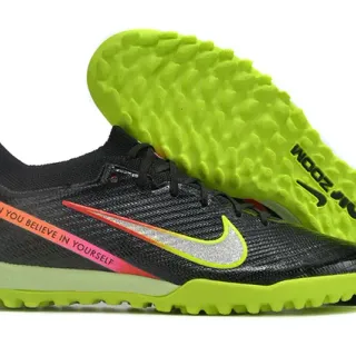 Nike Phantom GT Black Green Low-Cut Knit Upper Conical Studs Turf Soccer Shoes