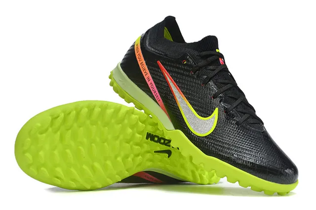 Nike Phantom GT Black Green Low-Cut Knit Upper Conical Studs Turf Soccer Shoes 2