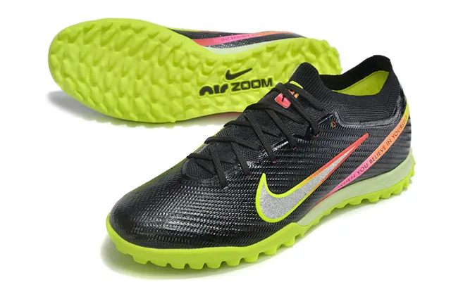Nike Phantom GT Black Green Low-Cut Knit Upper Conical Studs Turf Soccer Shoes 3