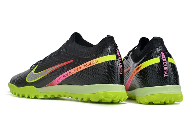 Nike Phantom GT Black Green Low-Cut Knit Upper Conical Studs Turf Soccer Shoes 4