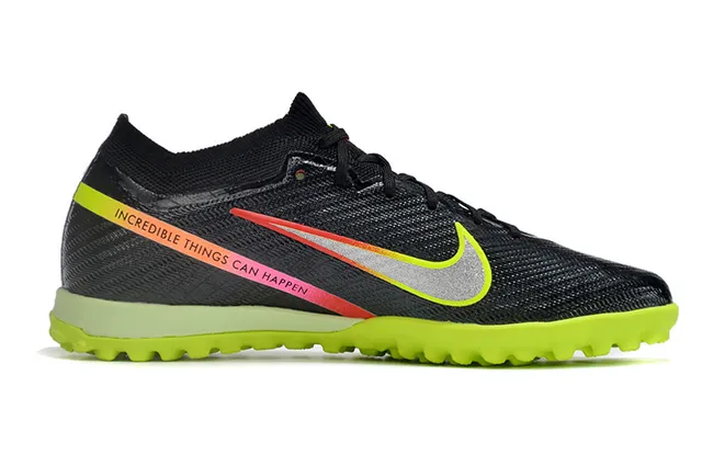 Nike Phantom GT Black Green Low-Cut Knit Upper Conical Studs Turf Soccer Shoes 5