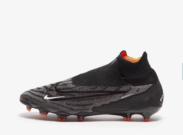 Nike Phantom GT Black Orange हाई-कट सॉक-फिट अपर फर्म-ग्राउंड सोकर जुতো 6