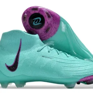 Nike Phantom GT Sapatos de futebol azul e roxo alto corte ajuste calcetim Flyknit construção grama firme