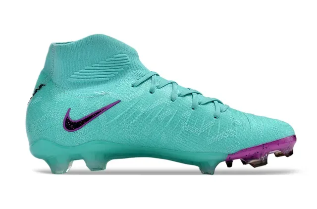 Nike Phantom GT নীল বেগুনি হাই-কাট সক-ফিট উপর ফ্লাইক্নিট নির্মাণ দৃঢ় মাটি ফুটবল জুতা 7