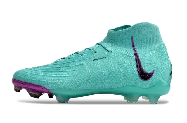 Nike Phantom GT নীল বেগুনি হাই-কাট সক-ফিট উপর ফ্লাইক্নিট নির্মাণ দৃঢ় মাটি ফুটবল জুতা 8