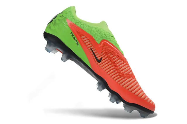Nike Phantom GT Vert Rouge partie supérieure en tricot lacets asymétriques terrain ferme chaussures de football 2