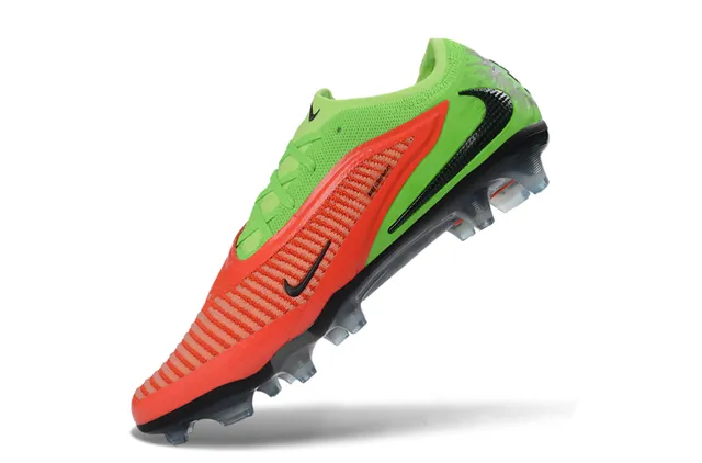 Nike Phantom GT Vert Rouge partie supérieure en tricot lacets asymétriques terrain ferme chaussures de football 3