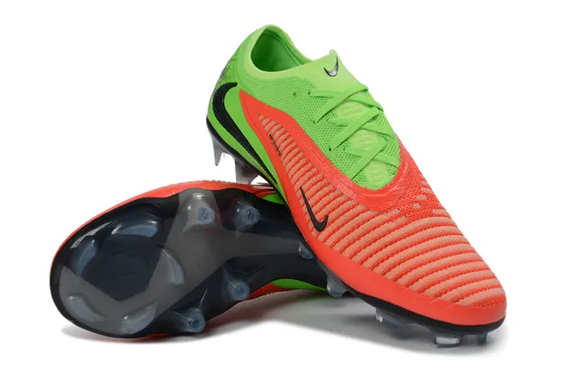 Nike Phantom GT Vert Rouge partie supérieure en tricot lacets asymétriques terrain ferme chaussures de football 4